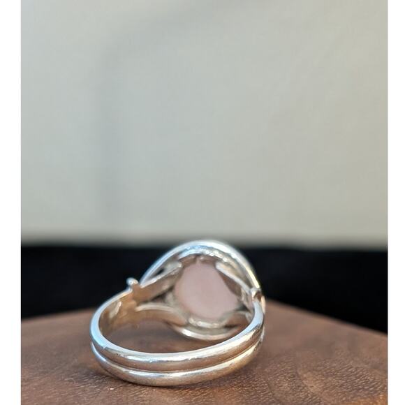 Pink Cabochon Stone 925 Sterling Silver Ring Size 5.75 - Picture 3 of 7